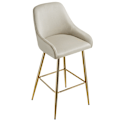 Miniatyrbillede 6 af 11: Barstol Avane med ryglæn, polstret, velour look - Sæt med 4 stk. creme/guld