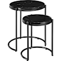 Miniatyrbillede 1 af 9: Sidebord Ellsa, marmorplade, stålramme - sort/sort,Sæt med 2 stk. Black