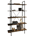 Miniatyrbillede 1 af 9: tectake Reol Glasgow 106 x 34,5 x 179,5 cm -  Industrielt mørkt træ, rustikt Dark brown