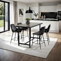 Miniatyrbillede 2 af 11: Barstol Siera med rygstøtte - Velour sort/sort,Sæt med 6 stk. Velour sort/sort
