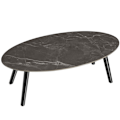 Miniatyrbillede 4 af 7: tectake Ovalt sofabord Acerra, marmorlook 100x50x34,5 cm -  sort Black