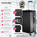 Miniatyrbillede 2 af 10: tectake Kuffertsæt 3-dele hardcase -  sort Black one size