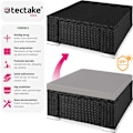 Miniatyrbillede 2 af 9: tectake Polyrattan puf med hynde -  sort/grå Grey