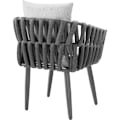 Miniatyrbillede 8 af 11: tectake Stol Lugano, sæt med 2 stk., i reb-design med aluminiumsstel Graphite grey