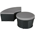 Miniatyrbillede 8 af 10: tectake Rund daybed i polyrattan Santorini -  sort/grå Grey