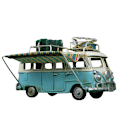 Pikkukuva 6 / 10: Metall Bilmodell Vintage RV Husbil Leksak Simulointi Limousine Strandbuss Heminredning För Desktop Hylla Blue