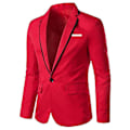 Miniatyrbillede 1 af 3: Mænd Blazer Letvægts Casual Solid One Button Slim L Red