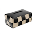 Miniatyrbild 1 av 4: Antik svart och vit schackbräde Tissue Box, Läder Tissue Box (präglad svart) GroupM
