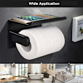 Miniatyrbilde 3 av 5: No Punching Hylle Matt Svart Toalettpapir Holder Mobiltelefon Holder Baderom Multi-Function Stand,