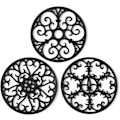 Pikkukuva 1 / 5: Teekannu Kitchen Trivet - Liukumaton lämmönkestävä Moderni Keittiö Hot Pad Pata ja Parila Black Trivet Set , 3 kpl