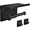 Miniatyrbilde 1 av 5: No Punching Hylle Matt Svart Toalettpapir Holder Mobiltelefon Holder Baderom Multi-Function Stand,