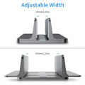 Miniatyrbillede 2 af 5: Grå lodret bærbar holder, justerbar aluminiumsholder til bærbar computer, [Enkelt åbning + justerbar bredde + universal mobiltelefonhylde]