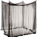 Miniatyrbillede 2 af 5: Myggenetseng, dobbelt baldakin Myggenet 210 x 190 x 240 cm - 4 døre, stort polyester enkelt myggenet til rejser og hjem - sort