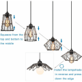 Miniatyrbilde 5 av 5: i 1 DIY Retro Pendant Lysekrone E27 Shade for Soverom Stue Bar Svart 1stk - Svart