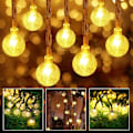Miniatyrbild 1 av 5: 9,5 m 50 LED Solar String Lights Utomhus Små Kristallkulor Vattentät 8 Lägen Julgran String Lights