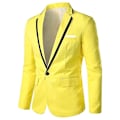 Miniatyrbillede 1 af 3: Mænd Blazer Letvægts Casual Solid One Button Slim L Yellow