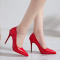 Miniatyrbillede 1 af 6: Røde sål høje hæle stilettos kvinders high-end temperament enkle sko stor størrelse spids tå Red 41