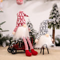 Pikkukuva 9 / 11: Christmas High Hat Dwarf Gnome för Doll Ornaments Belysning Söt tecknad Dwarf El Red - A