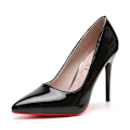 Miniatyrbillede 3 af 7: Røde sål høje hæle stilettos kvinders high-end temperament enkle sko stor størrelse spids tå Black 36