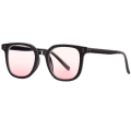Miniatyrbillede 3 af 4: Solid sort stel med Blush Lens Clear Large Frame Flad Lens Powder Solbriller (Black Frame Blush),