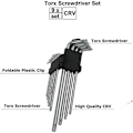 Miniatyrbilde 3 av 4: 9 stk Torx unbrakonøkkelsett Star Hex (Metric/Torx) Lang arm med CRV-håndtak Torx Offset-skrutrekkersett T10 T15 T20 T25 T