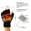 Pikkukuva 3 / 5: Lämmitettävät USB -käsineet Talvi Thermal Lämpökäsineet Käsineet Koko & Puolisormi Striped