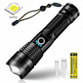 Miniatyrbillede 2 af 5: Lommelygte LED-lommelygte 3000 lumen Super lys zoom USB genopladelig 4 tilstande med batteri til camping, jagt