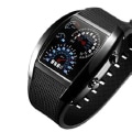 Miniatyrbillede 3 af 5: Män Mode Led Sport Gummi B Digital Week Date Dashboard Pattern Dial Black