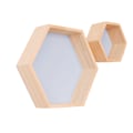 Miniatyrbillede 1 af 5: Massivt træ væghylde display hylde hexagonal honeycomb hylde (stor, lille, blå),