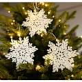 Miniatyrbilde 1 av 3: 15 hvite snøfnugganheng juletrepynt snøfnugganheng (hvit)