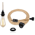 Miniatyrbillede 1 af 5: e27 switch line 4,5 meter hamp reb snoet wire retro hamp reb twist wire serie switch