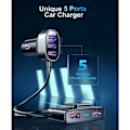 Miniatyrbillede 2 af 5: 5 multi-port bilopladere, smartphone biloplader, multi-USB biloplader med 1,5 m kabel