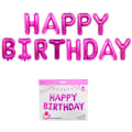 Pikkukuva 1 / 5: Vaaleanpunaiset kirjaimet Happy Birthday Folio ilmapallot, Happy Birthday Bannerit lapsille Aikuisten syntymäpäiväjuhlien koristelutarvikkeet Acce