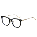 Miniatyrbillede 1 af 5: Brillestel Flad Lens TR90 Anti-blå stel Modebriller Rice Nail Unisex Flade Briller (Bright Black C1)