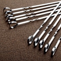Miniatyrbillede 2 af 5: Husholdnings grillpinde i rustfrit stål fortykkede flade pinde 41cm 10 pinde