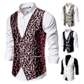 Pikkukuva 4 / 4: Miesten Single Breasted Vest Slim Fit Muodollinen print liivi S Red