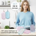Miniatyrbilde 4 av 5: 8 stk vaskbare og gjenbrukbare dobbeltsidige svamptørke Rengjøringsservietter for fjerning av sterke flekker (lys grå*2+lys rosa*2+lys beige*2+lysblå*2)