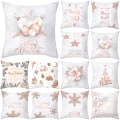 Pikkukuva 2 / 2: Julkuddfodral Rosa & Grå Örngott Xmas Snowflake Soffdekor #8
