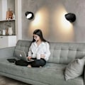 Miniatyrbillede 5 af 5: Simpel sengelampe væglampe stue dekorative lamper (B018 enkelthoved sort varmt lys)，til indendørs og udendørs