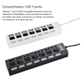 Miniatyrbild 3 av 5: (7 Port - Vit) Oberoende Switch Universal Keyboard Mus USB Interface Splitter