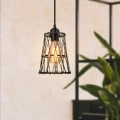 Miniatyrbilde 1 av 5: i 1 DIY Retro Pendant Lysekrone E27 Shade for Soverom Stue Bar Svart 1stk - Svart