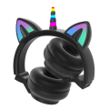 Miniatyrbillede 3 af 4: Shiny Cute Cartoon Cat Ears Trådløs Subwoofer Unicorn Headset Bluetooth Headset (sort)