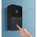 Miniatyrbillede 3 af 4: Sort video dørklokke trådløs dørklokke hjem HD nattesyn musik Dingdong elektronisk video intercom wifi smart dørklokke