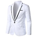 Miniatyrbillede 1 af 3: Mænd Blazer Letvægts Casual Solid One Button Slim M White