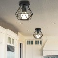 Miniatyrbillede 2 af 4: 2x industriel metal diamantform jern loftslampe, retro kube bur pendel lysarmatur E27 til stue soveværelse