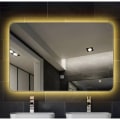 Miniatyrbild 4 av 4: LED badrumsspegel, väggmonterad sminkspegel, stor modern spegel, varmt ljus (60 x 40 cm)