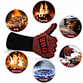 Miniatyrbild 3 av 5: Grillhandskar Värmebeständiga Ugnshandskar Upp till 800°C Universal Halkfria Värmebeständiga Ugnshandskar Handskar för BBQ Grill