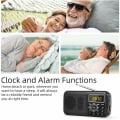 Miniatyrbild 3 av 5: Bärbar radio, FM-radio med laddningsbart batteri med stor kapacitet (3000mAh), stöd för MP3 / SD / USB / AUX, svart,