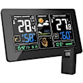Miniatyrbild 1 av 5: Trådlös sensor väderstation DCF radiotermometer Hygrometer Barometer Digital inomhus utomhus månfas LCD-skärm