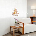 Miniatyrbillede 2 af 5: Metal diamantform pendel lysekrone moderne E27 loftslampe til soveværelset stue bar rose - rosa guld